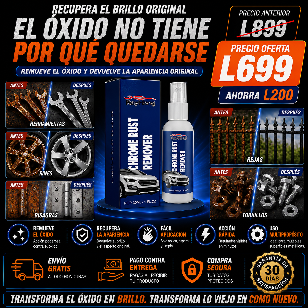 Spray removedor oxido