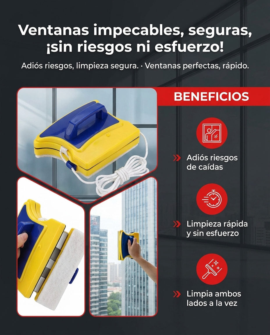 Limpiador de vidrios doble cara — BENEFICIOS