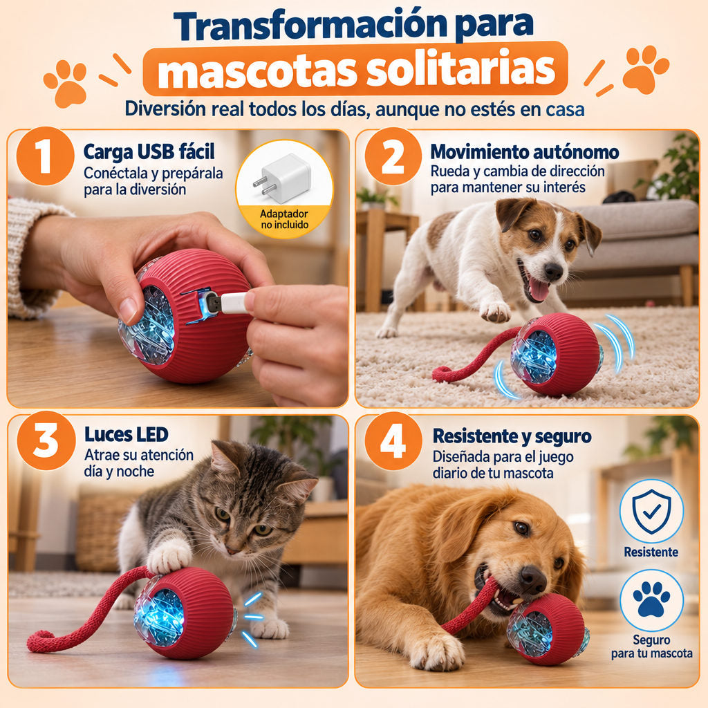 Pelota  interactiva para mascotas — ASÍ SE USA