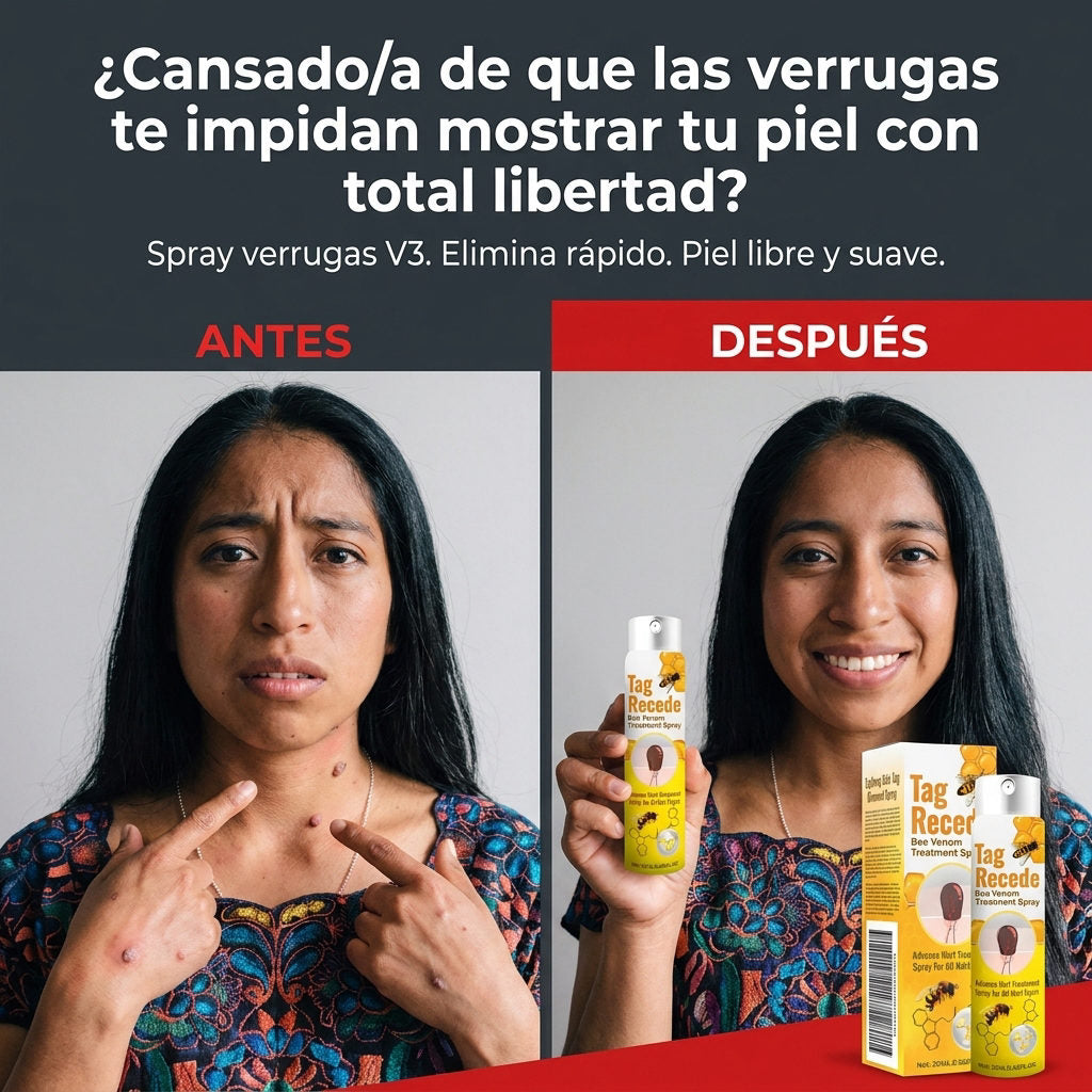 Spray verrugas V3 — ANTES Y DESPUES